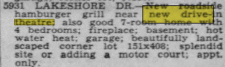 Lakeshore Drive-In Theatre - Apr 13 1948 Article On Restaurant Nearby (newer photo)